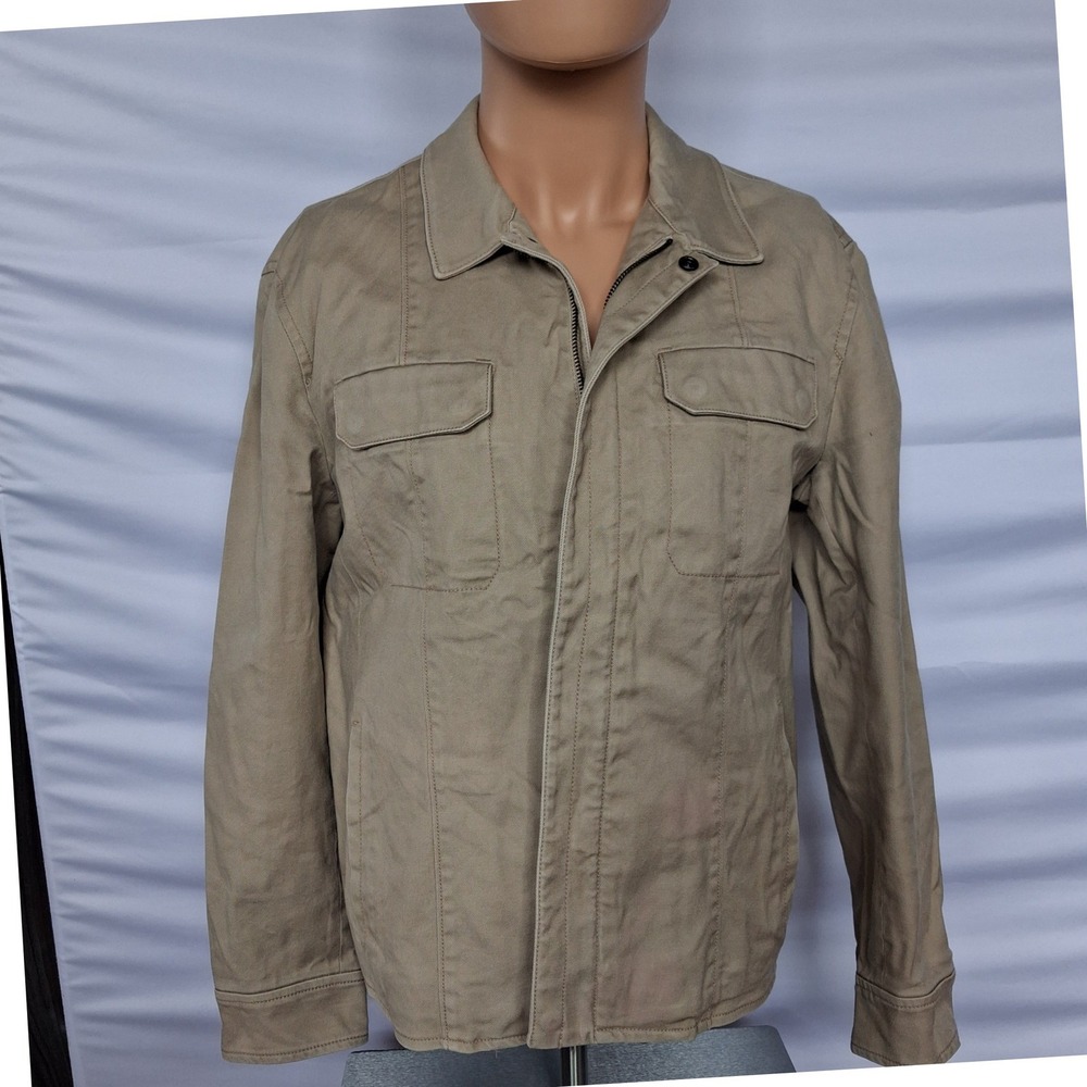 Banana Republic Mens Medium Khaki Tan Cotton Stretch Utility Field Jacket Zip Up